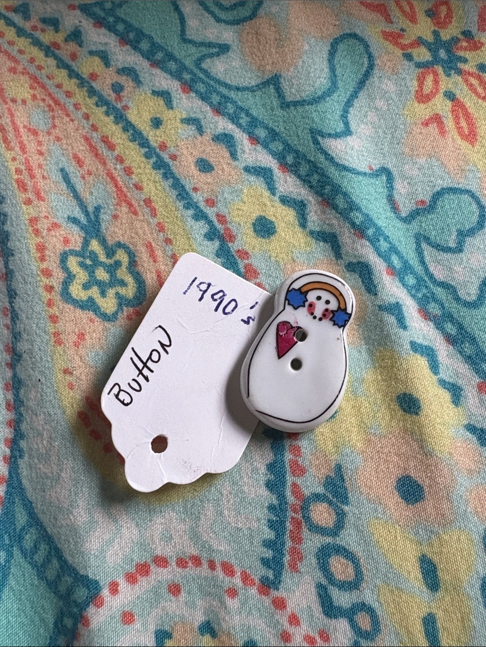 Kids White Snowman Decorative Button - Cute Winter Accessory 1”